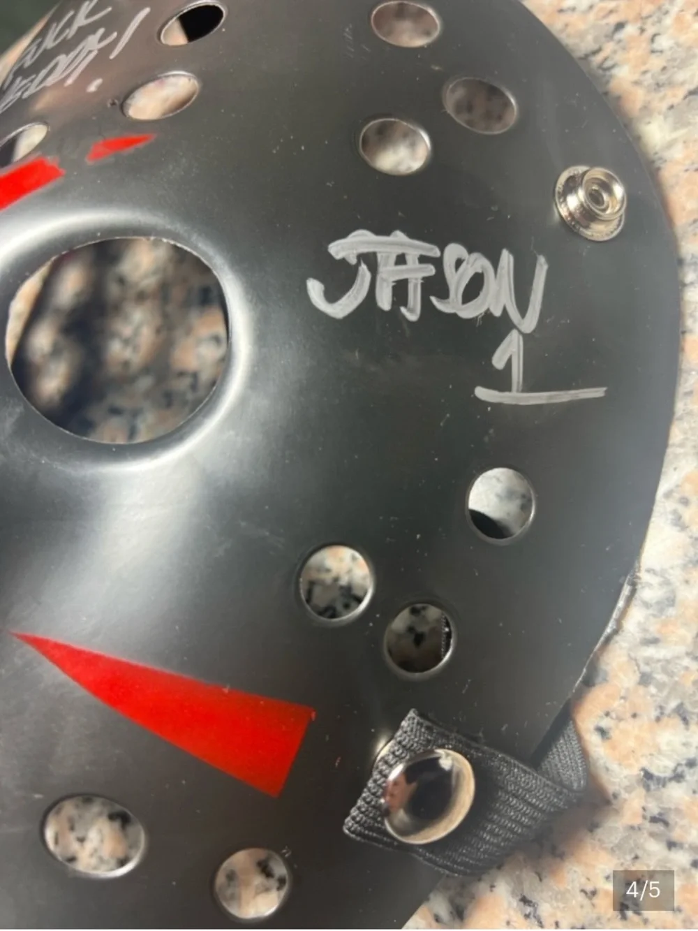 Ari Lehman Signed Jason 1 &FCK Freddy Black Hockey Mask COA